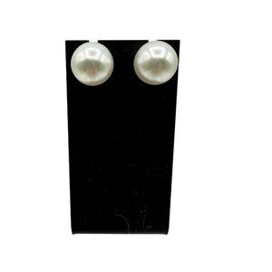 Womens White Post Earrings Jewelry Faux White Pearl Bead Costume Fashion